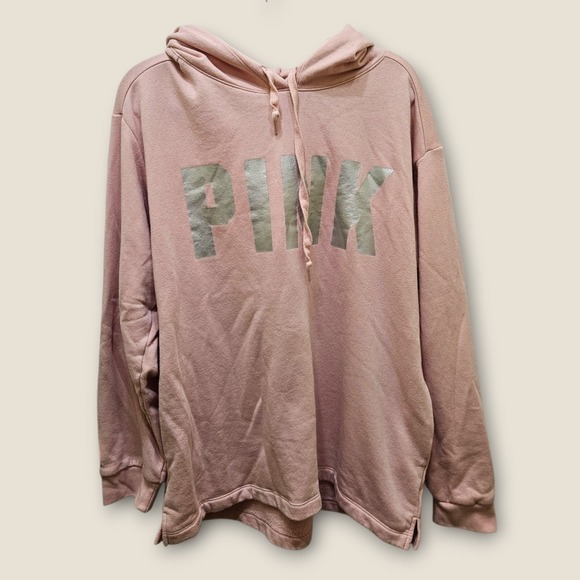 PINK Victoria's Secret Tops - PINK Victoria's Secret Hoodie Sweatshirt Womens XL‎ Silver Logo